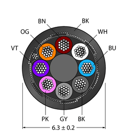 Thumbnail for CABLE8X0.25-SH-PUR-BK-500M/TXL